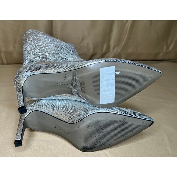 All Saints Orleans Metallic Pointed Toe Mid Calf Boots 8 - Picture 8 of 11